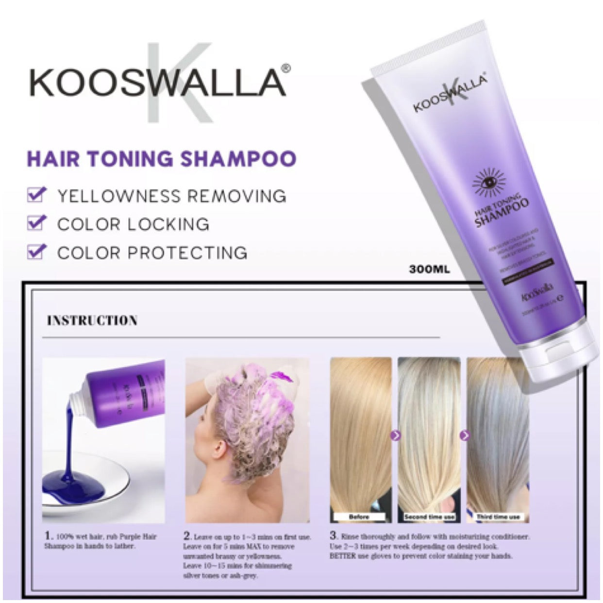 3 x Purple toning shampoo sulphate free